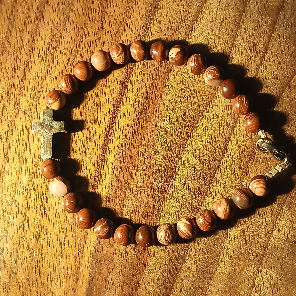Snakeskin Jasper Cross Bracelet